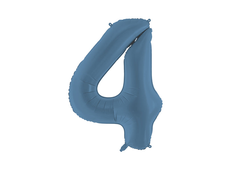 Ballon Chiffre "4" en aluminium Bleu Mat 86cm