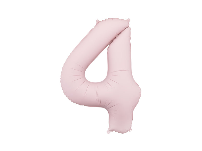 Ballon Chiffre "4" en aluminium Rose Clair Mat 86cm