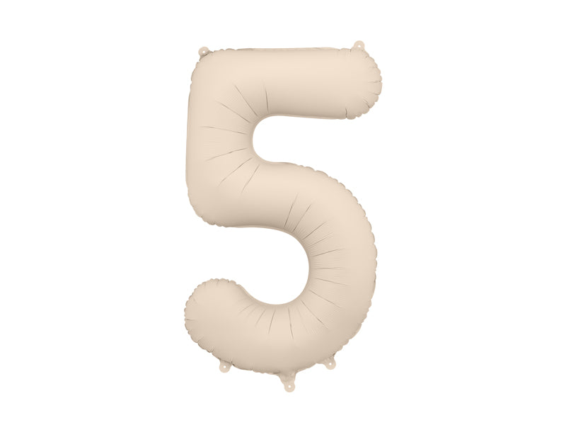 Ballon Chiffre "5" en aluminium Beige Mat 86cm