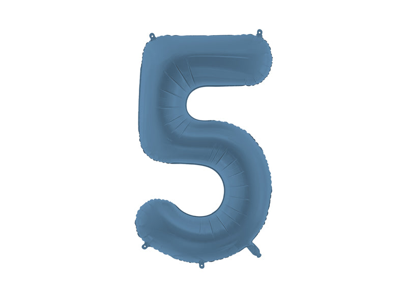 Ballon Chiffre "5" en aluminium Bleu Mat 86cm
