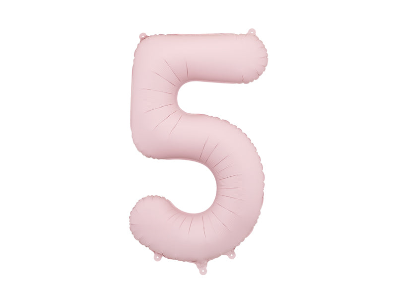 Ballon Chiffre "5" en aluminium Rose Clair Mat 86cm