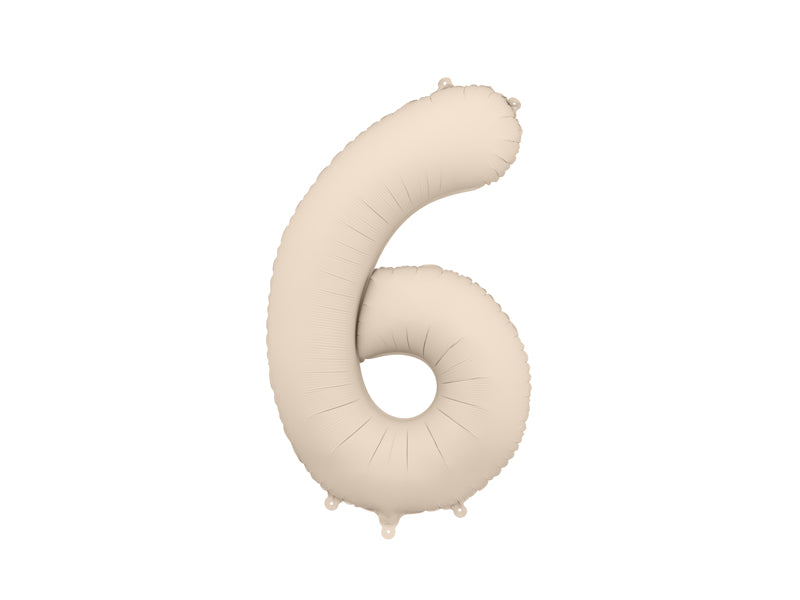 Ballon Chiffre "6" en aluminium Beige Mat 86cm