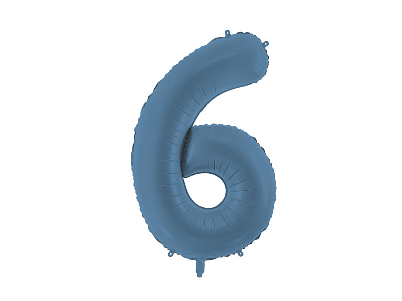 Ballon Chiffre "6" en aluminium Bleu Mat 86cm