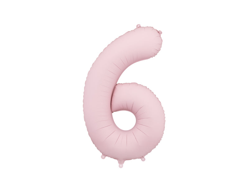 Ballon Chiffre "6" en aluminium Rose Clair Mat 86cm