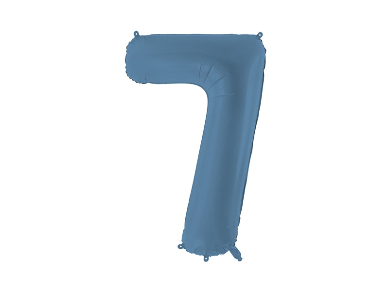 Ballon Chiffre "7" en aluminium Bleu Mat 86cm