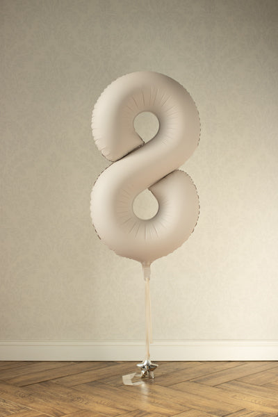 Ballon Chiffre "8" en aluminium Beige Mat 86cm