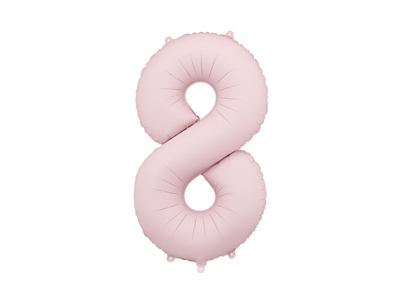Ballon Chiffre "8" en aluminium Rose Clair Mat 86cm