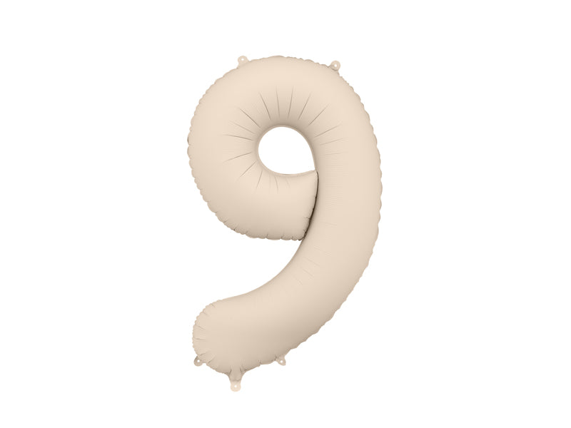 Ballon Chiffre "9" en aluminium Beige Mat 86cm