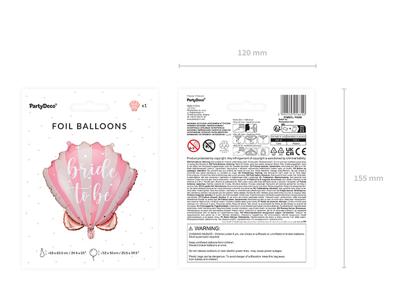 Ballon Coquillage Bride to be Rose en aluminium 52x50 cm