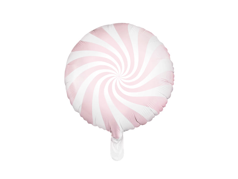 Ballon Bonbon Rond en Mylar Rose et Blanc Diam 35cm