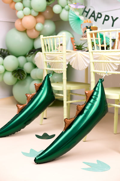 Ballon Queue de dinosaure en aluminium vert et marron 79x35 cm