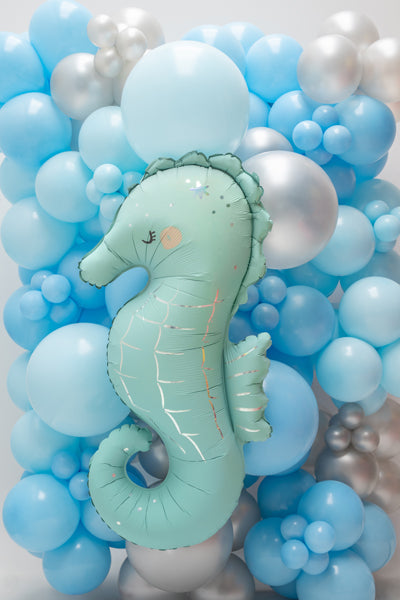 Ballon Hippocampe en foil  Vert Menthe 47x98 cm