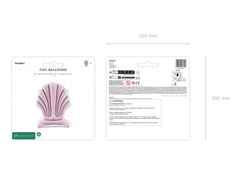 Ballon Coquille autoportant rose en foil 96x80 cm