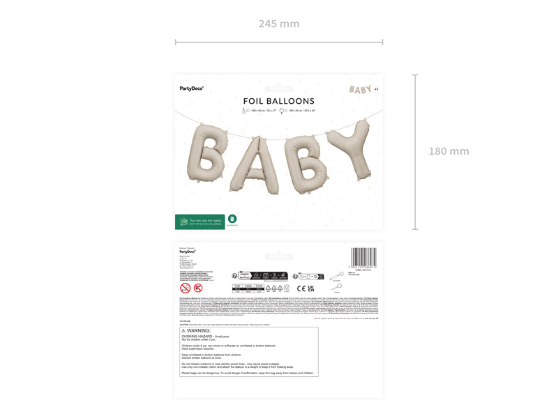 Ballon Baby Beige en aluminium 140x43 cm
