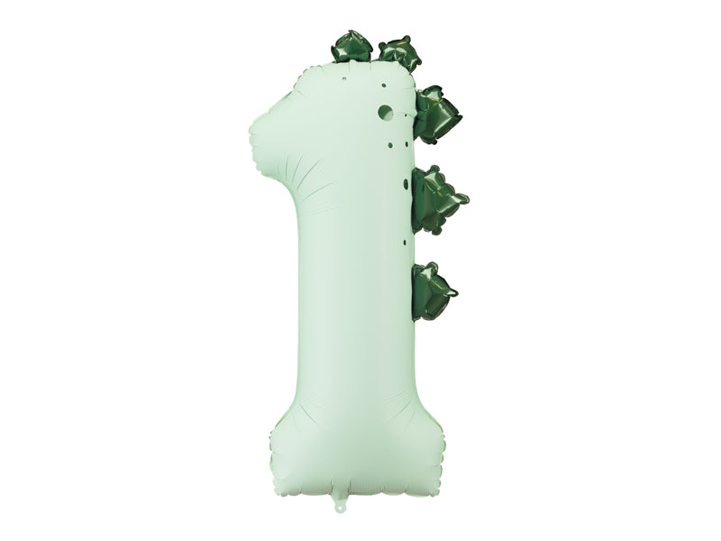 Ballon Chiffre "1" Dinosaure en aluminium Vert Menthe 92cm