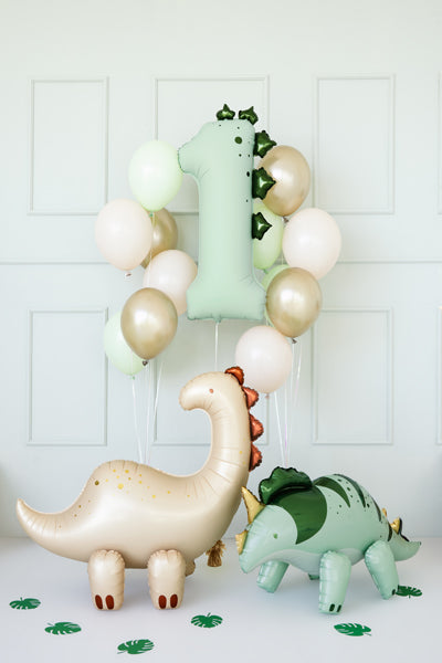 Ballon Chiffre "1" Dinosaure en aluminium Vert Menthe 92cm