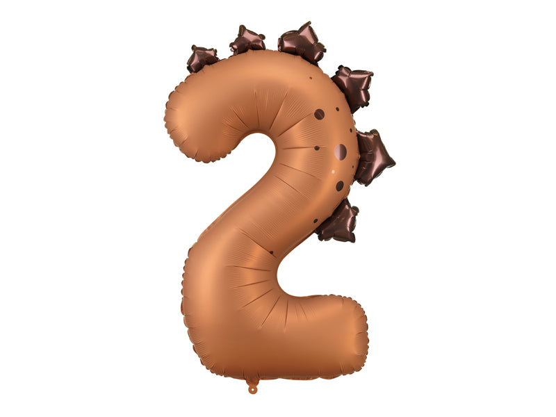 Ballon Chiffre "2" Dinosaure en aluminium Marron 92 cm
