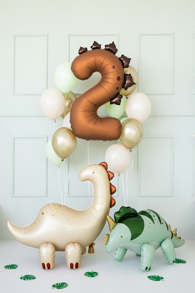 Ballon Chiffre "2" Dinosaure en aluminium Marron 92 cm