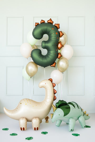 Ballon Chiffre "3" Dinosaure Vert Foncé 92 cm