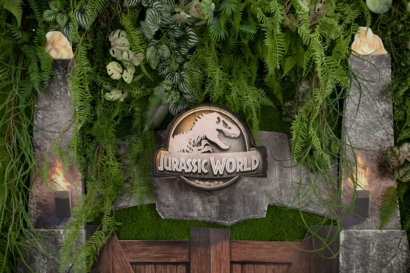 Ballon Logo Jurassic World en aluminium Noir Blanc et Gris 45x37 cm