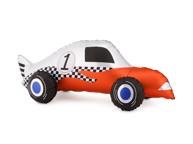 Ballon Voiture de course en aluminium rouge blanc et noir 90x34 cm