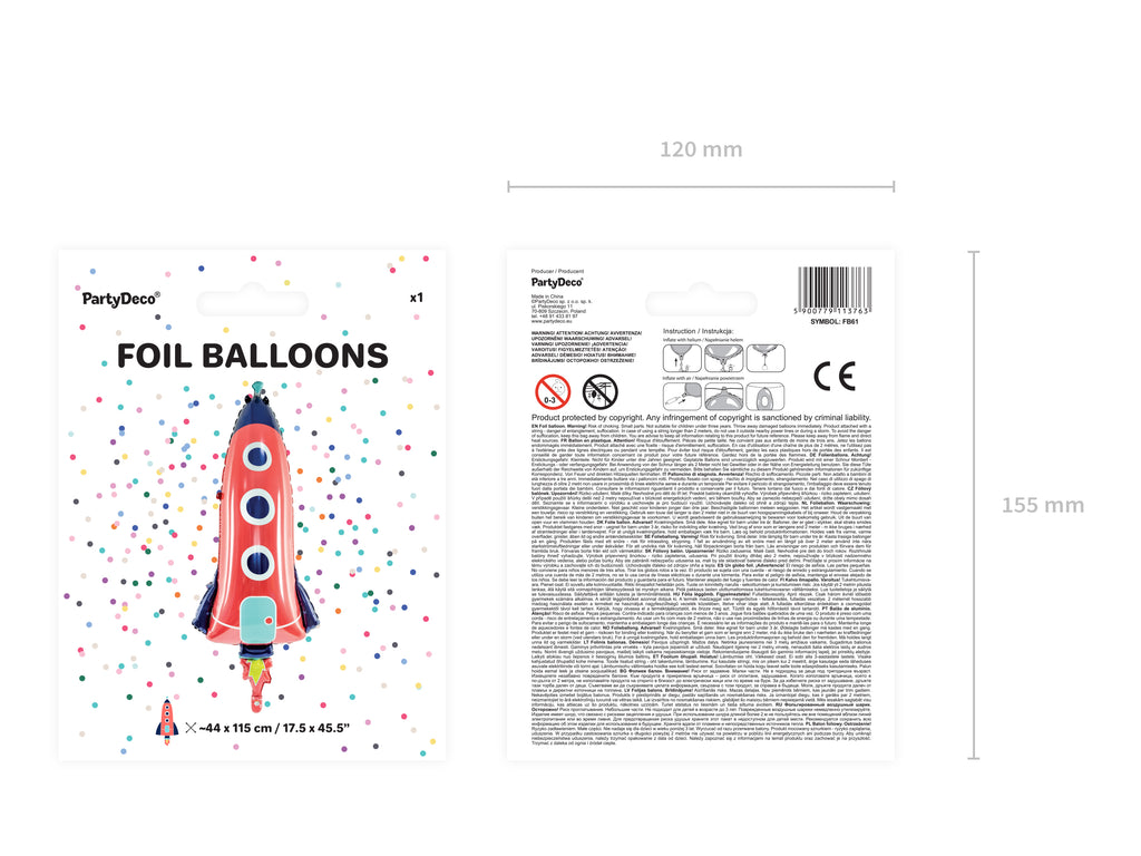 Ballon Fusée en Mylar 44x115cm