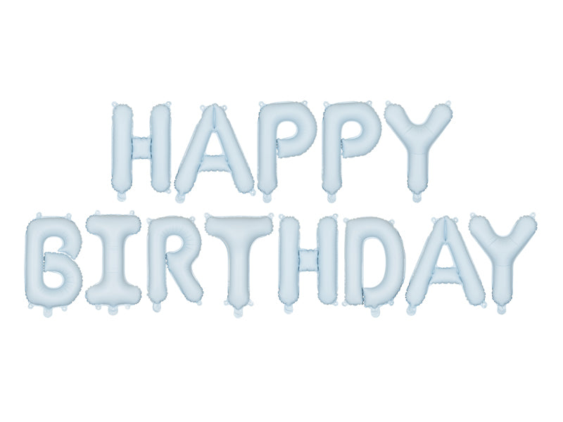 Ballon Happy Birthday Bleu en Mylar 340x35cm