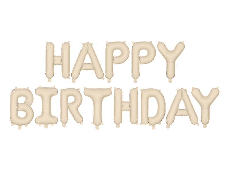 Ballon Happy Birthda en Mylar Beige 340x35cm