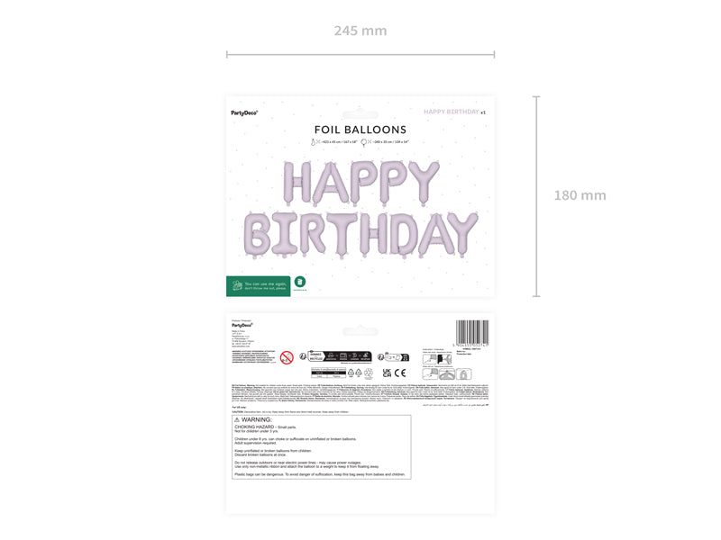 Ballon Happy Birthday Rose en Mylar 340x35cm