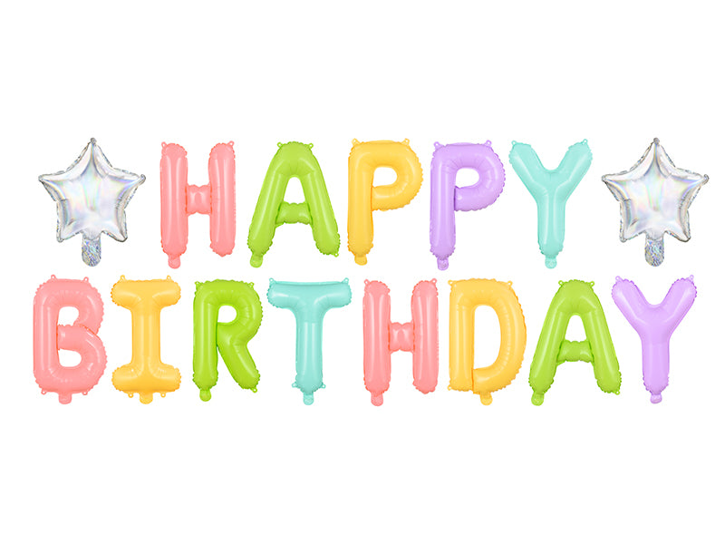 Ballon Happy Birthday en Mylar Multicolore Arc-en-ciel 395x35cm