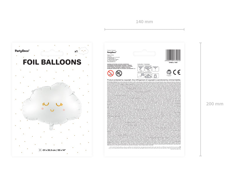 Ballon Nuage en Mylar Blanc 51x35.5cm