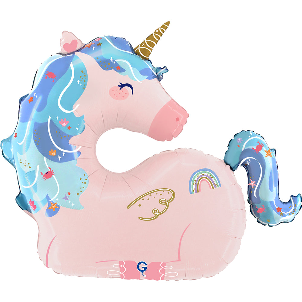 Ballon alu Licorne Rose et Bleue 78x83cm