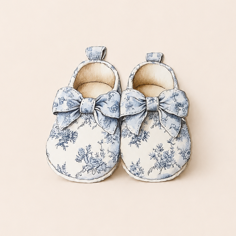 Cardipop "Chaussons bleus Toile de Jouy"