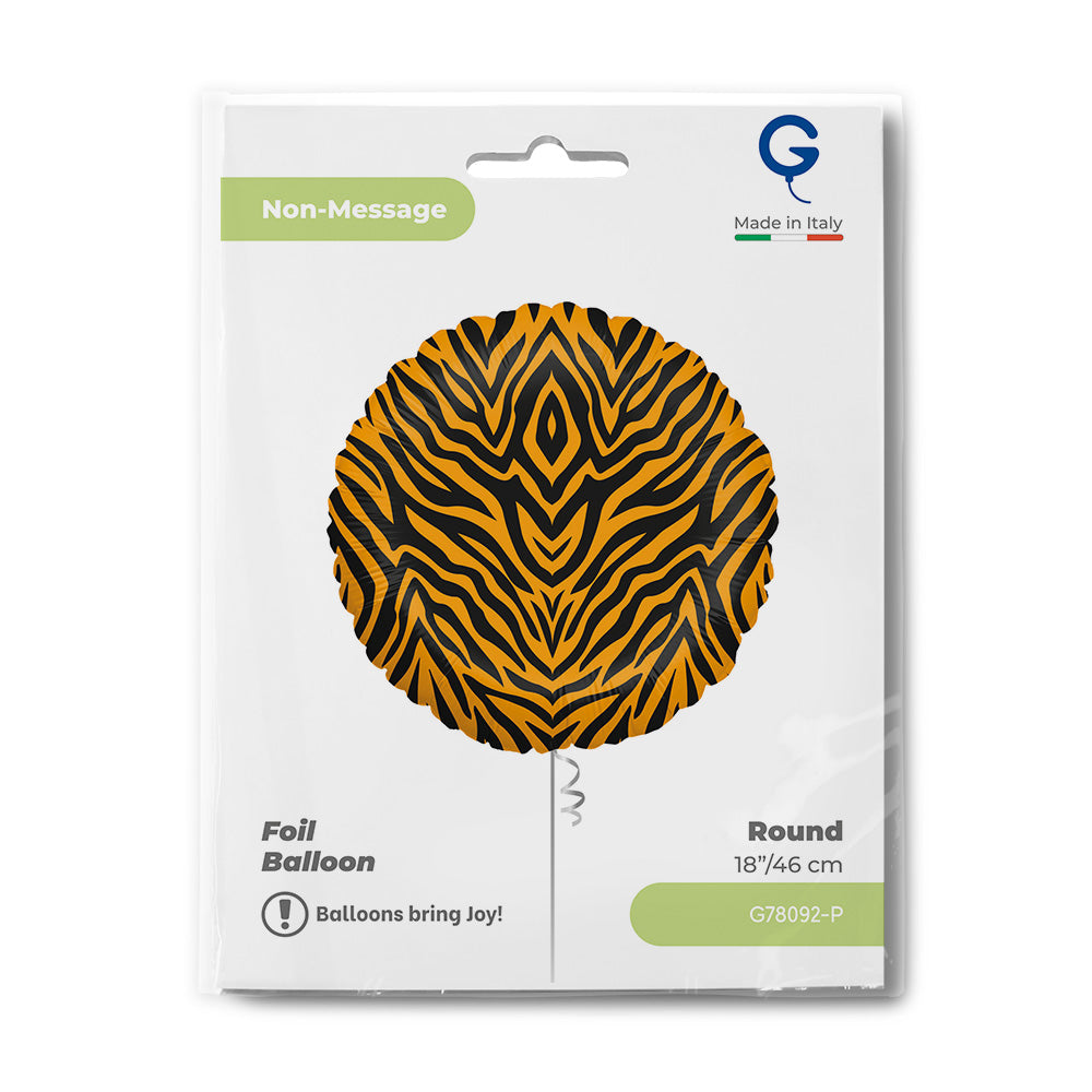 Ballon alu rond Rayures Tigre 46cm
